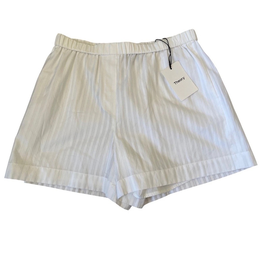 NEW! Theory Boxer SH White Linear Cotton Striped Shorts P0404201 Mens Size S